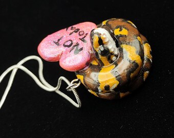 Anti Valentine Ball Python Necklace - Hand-Sculpted Cosclay Snake Pendant