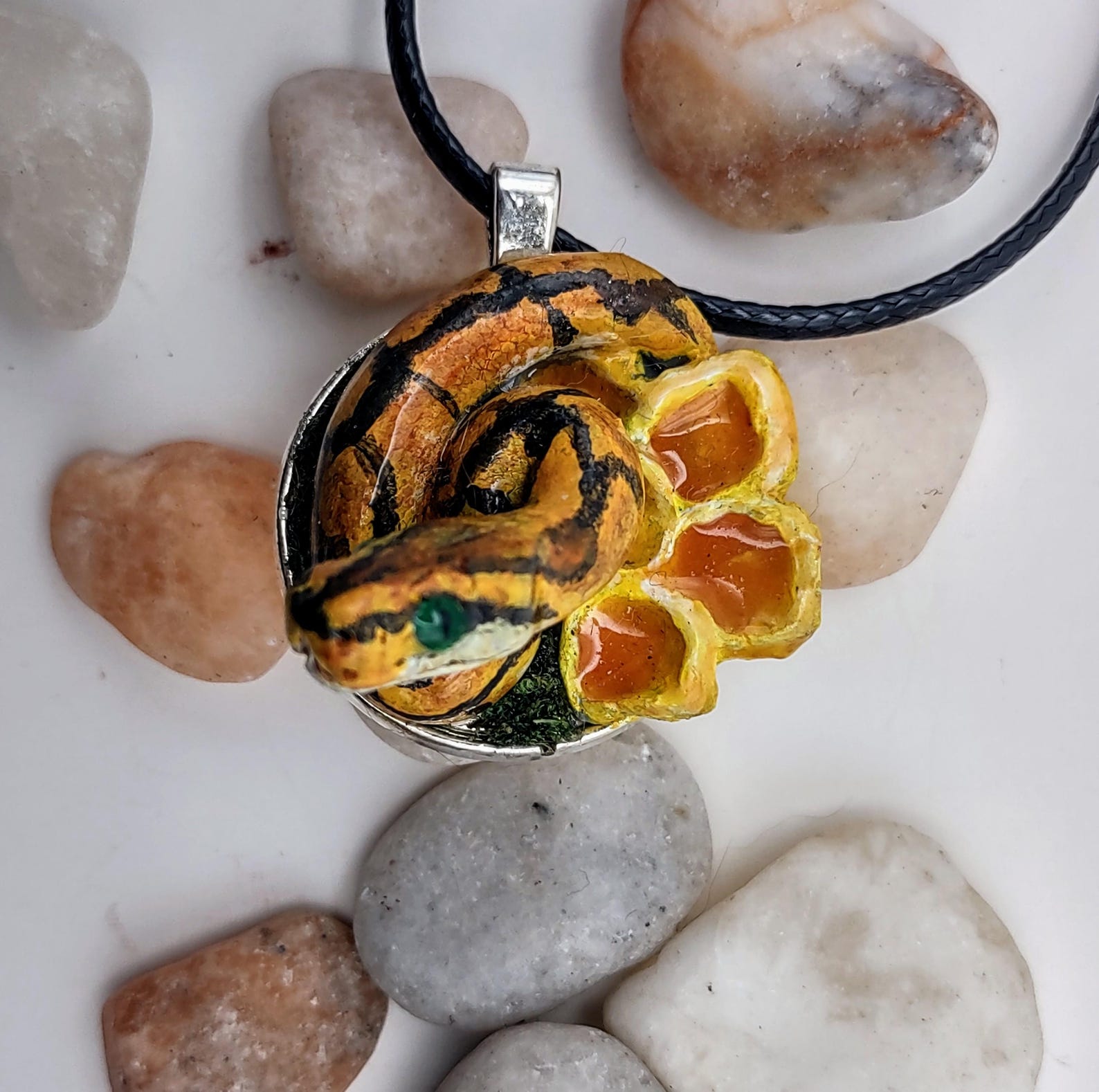 Handmade Honey Bee Ball Python Polymer Clay Pendant Necklace - Etsy