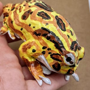 Coffee Pacman frog Figure- frog desk art- pacman frog- desk art- Handmade- Clay frog - Frog art- Frog Figure- Frog sculpt- pacman frog
