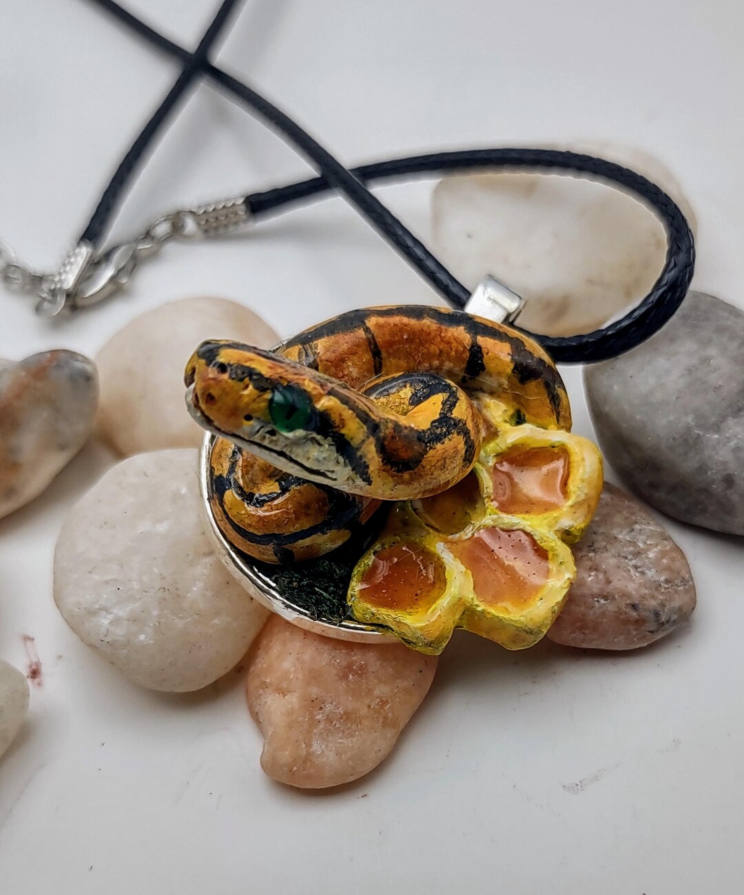 Handmade Honey Bee Ball Python Polymer Clay Pendant Necklace - Etsy