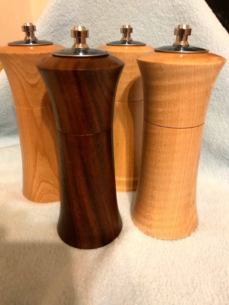 Turned Wood Pepper Grinder / Salt Shaker Combination Etsy
