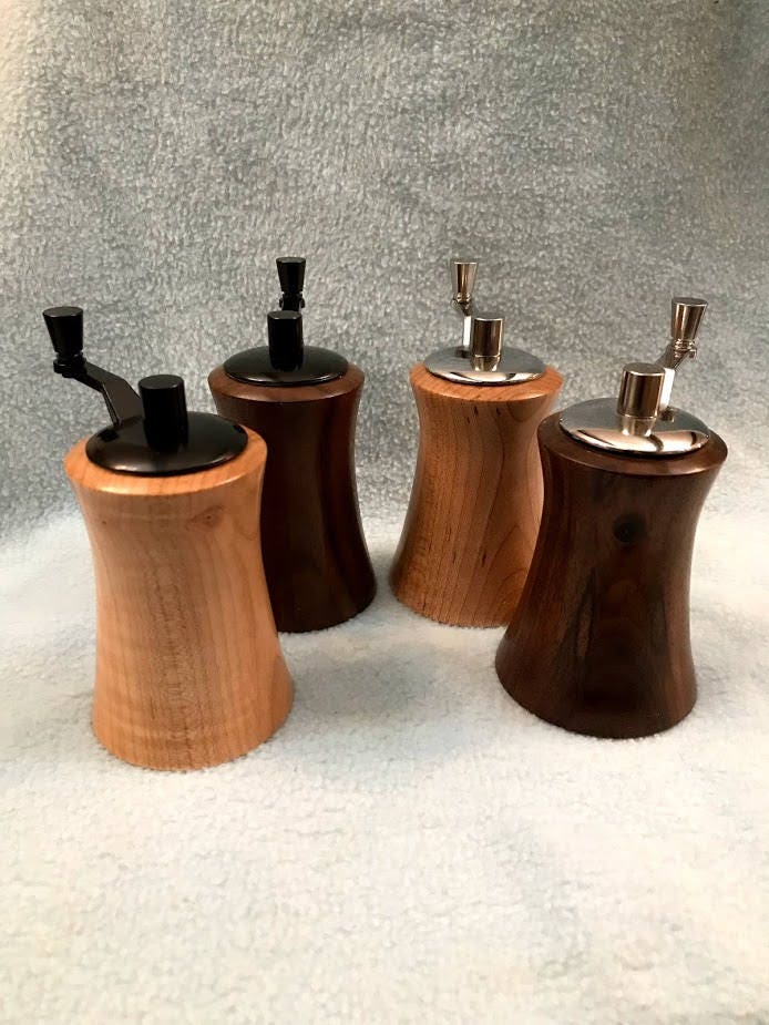 Turned Wood Pepper/Salt/Spice Grinder Mini Table Top Grinder Etsy