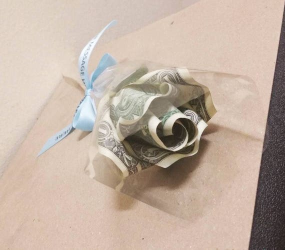 Real Dollar Bill Money Flower Bouquet Origami Custom Message Printing For Free - 