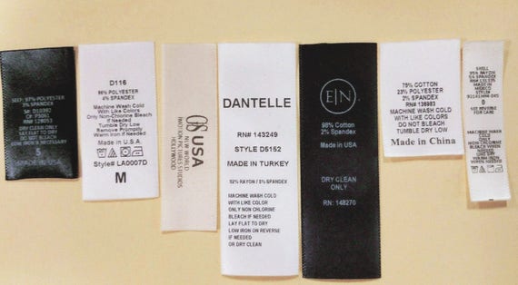 90/% COTTON 10/% POLYESTER 250 pcs WHITE WOVEN CLOTHING CARE LABEL SIZE TAG
