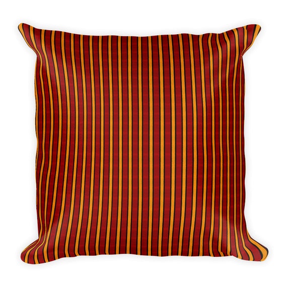 Red Yellow Black Striped Throw Pillow Zome Lag Throw Pillow Cover Square Red