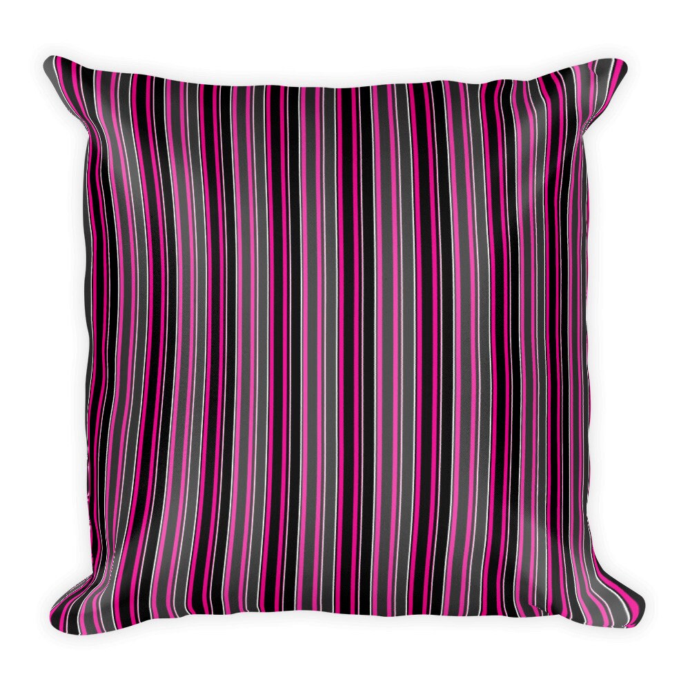 Decorative Pillow Pink Grey Black Stripe Accent Pillow Etsy