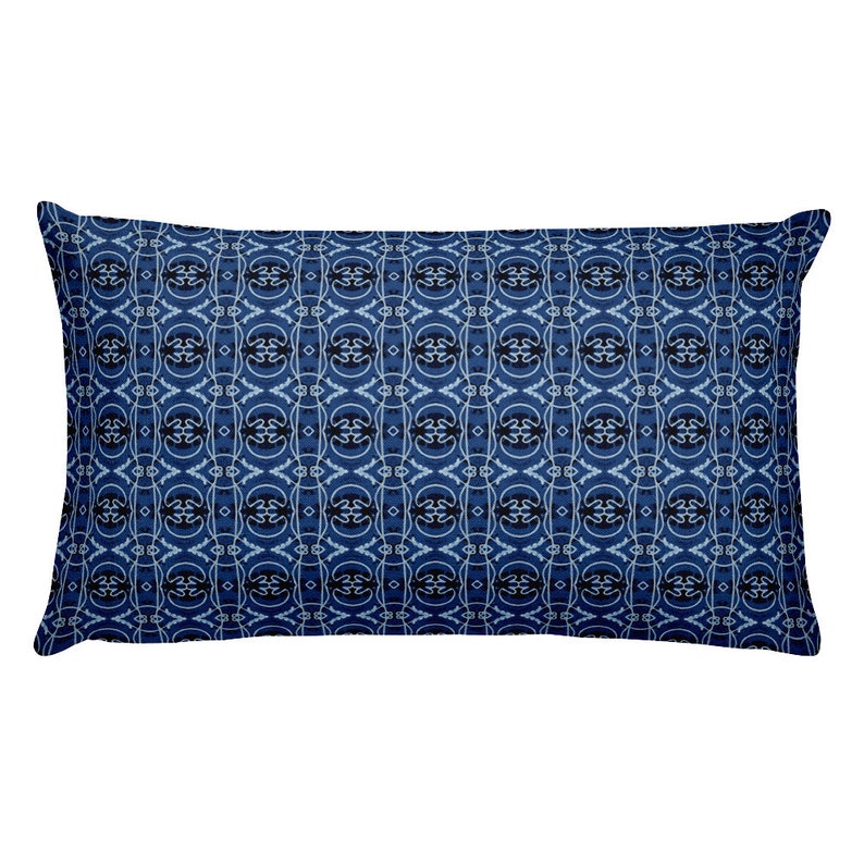Blue Lumbar Pillow. Moroccan Printed Indoor Outdoor Pillow. Etsy