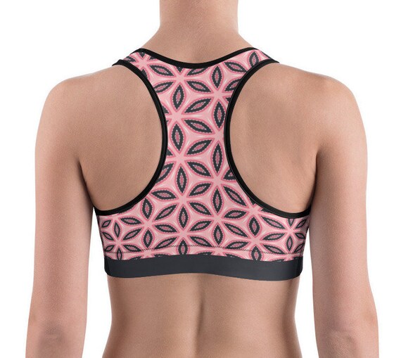 pink and black sports bra