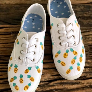 Painted Shoes Pineapple Slip On Shoes Vans Pineapple Skull Shoes