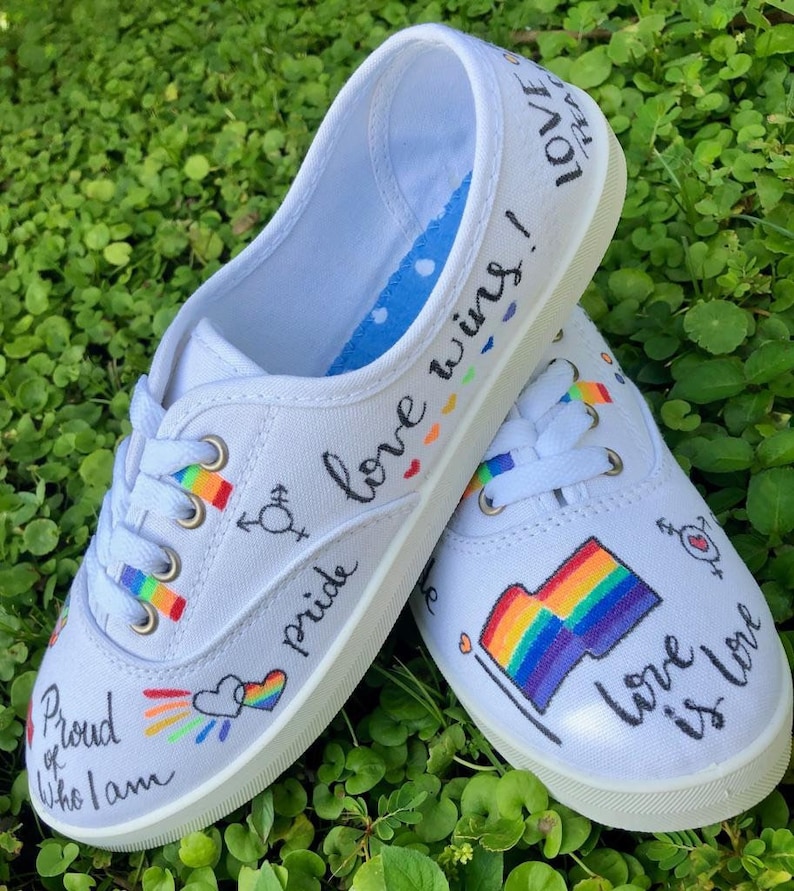 Rainbow Gay Pride Shoes LGBTQ Pride Sneakers With Rainbow Etsy