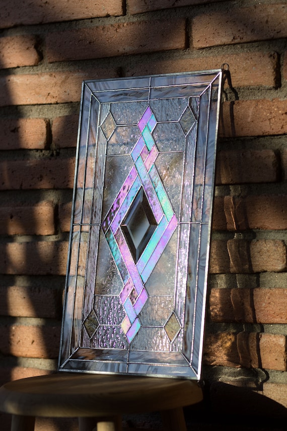 Tiffany Style Stained Glass Window Door Insert Beveled Diamond Etsy