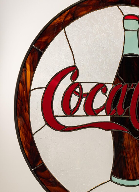 Coca Cola Stained Glass Sign Round 18