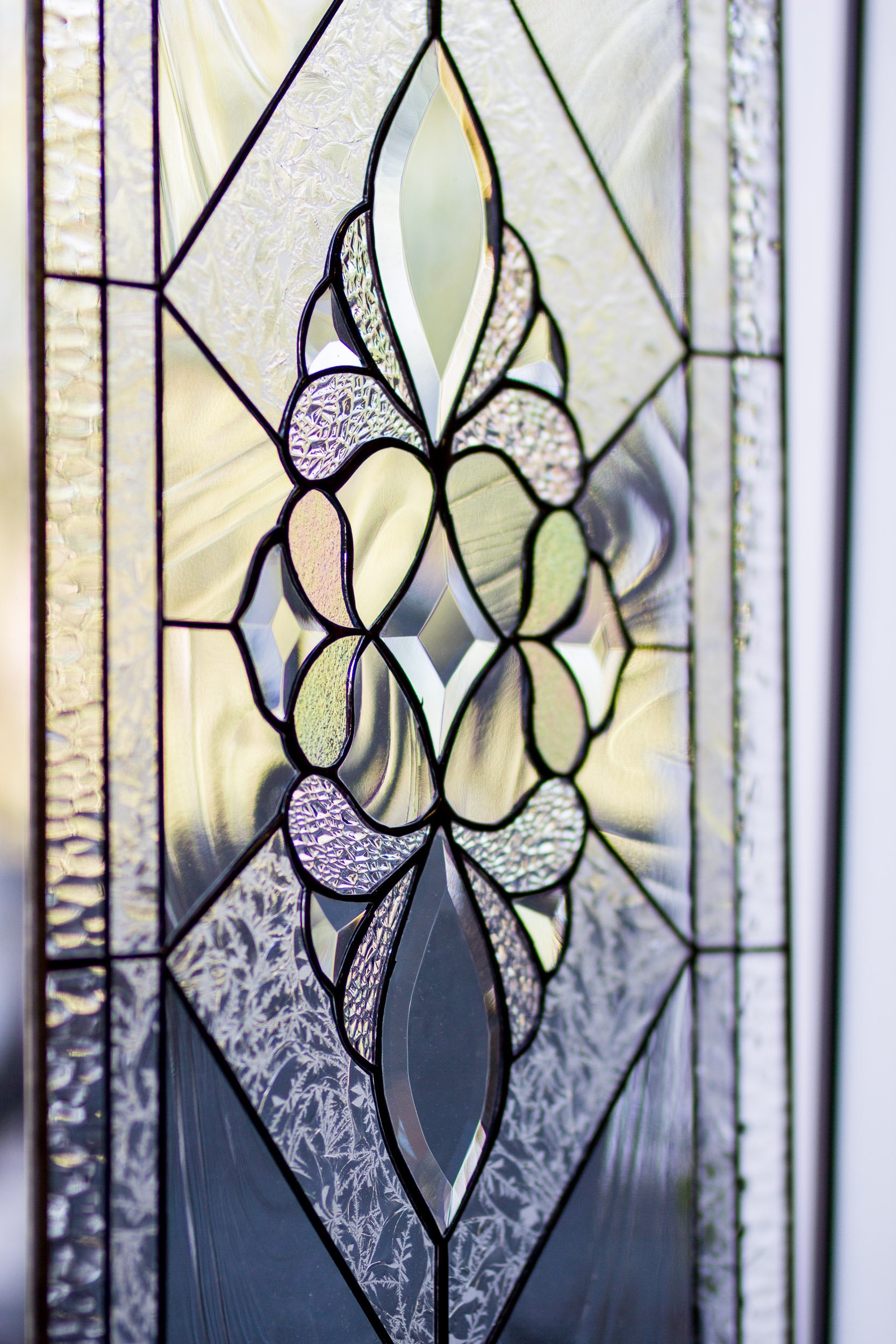 Tiffany Style Stained Glass Window Panel RV Clear Beveled VICTORIAN