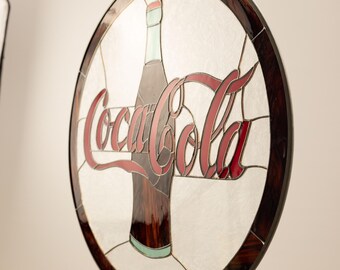 Coca Cola Stained Glass Sign Round 18