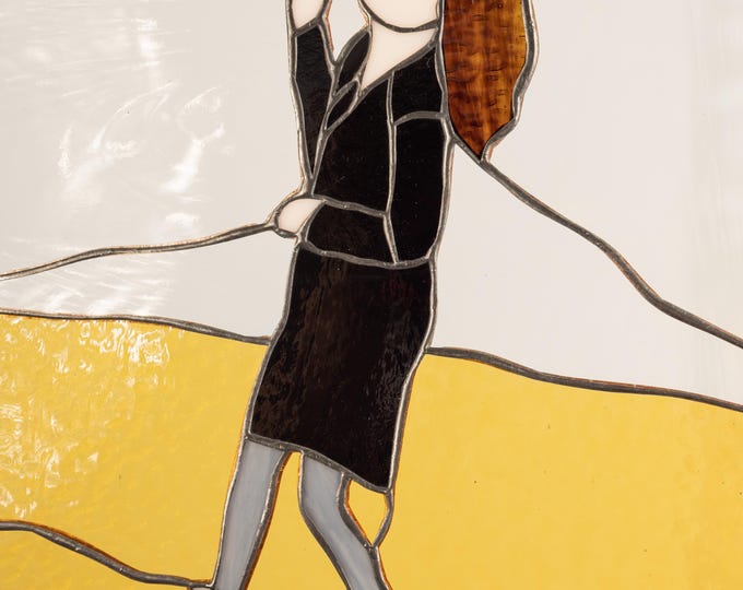 Elaine Dancing - Stained Glass Tiffany Hanging Window Seinfeld Insprd Abstract House Warming Gift  10 INCHES comes w/ chain