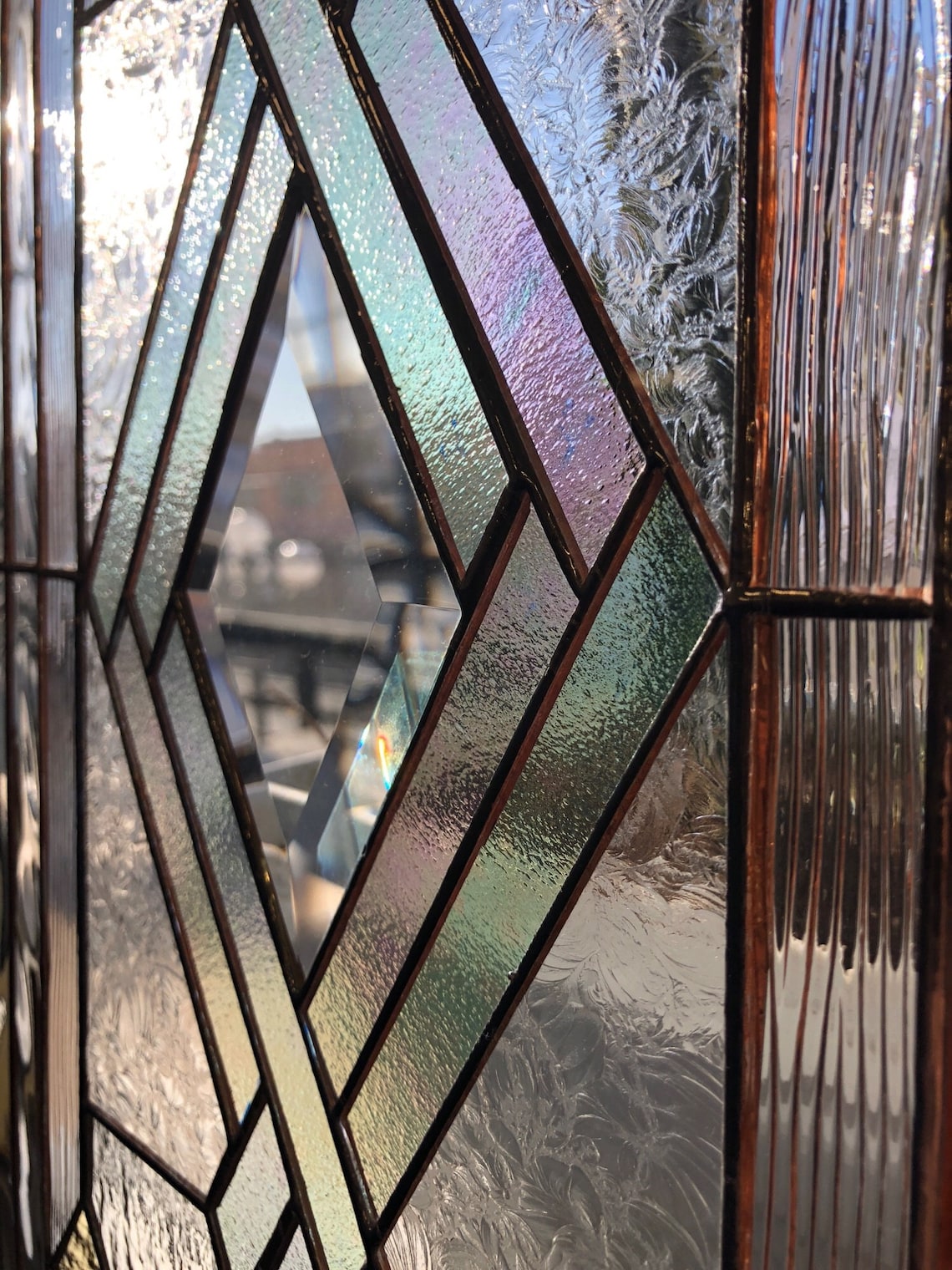 Tiffany Style Stained Glass Window Door Insert Beveled Diamond Etsy