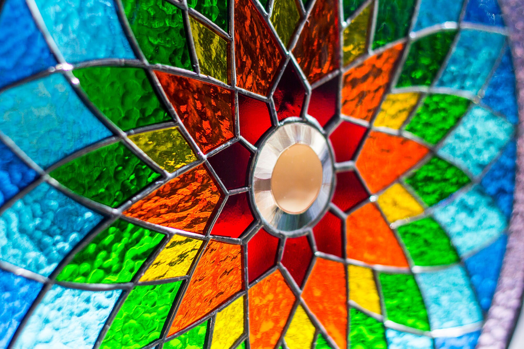 Tiffany Stained Glass Round Window Panel Yoga Mandala Etsy Ireland
