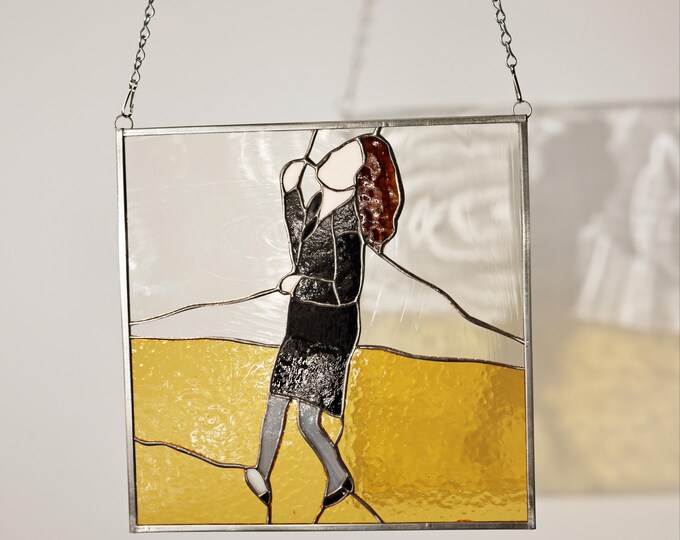 Elaine Dancing - Stained Glass Tiffany Hanging Window Seinfeld Insprd Abstract House Warming Gift  10 INCHES comes w/ chain