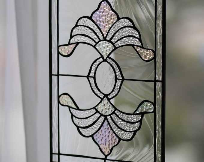 The EMBLEM Stained Glass Tiffany Window  - Includes Card w/Envelope & Hanging Chain! House Warming Gift 12 by 9 inches