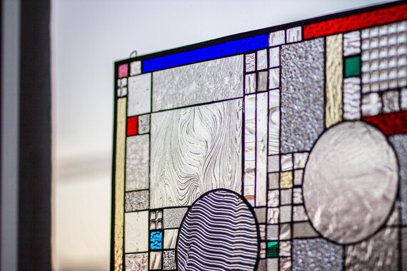 Frank Lloyd Wright Inspired Tiffany Style Beveled Stained