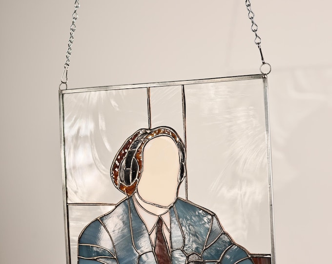 This is Dr Frasier Crane - Stained Glass Tiffany Hanging Window Insprd Abstract House Warming Gift "I'm Listening" 10 INCHES comes w/ chain