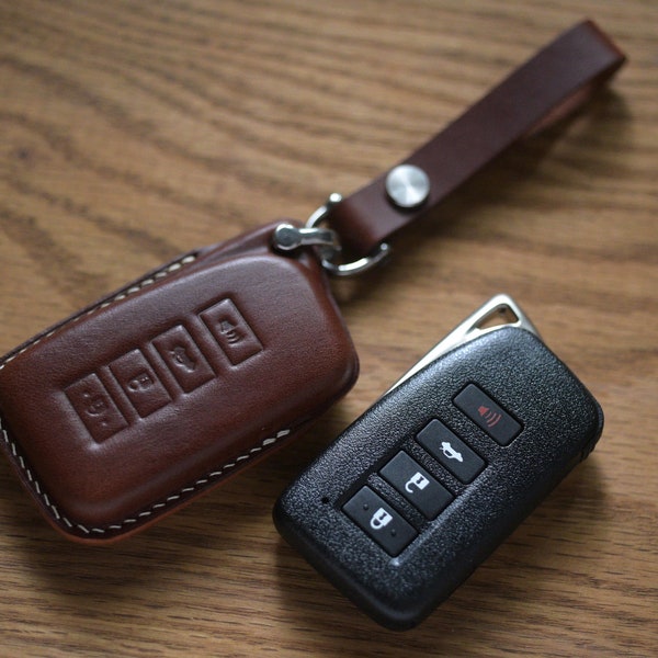 Black Leather Remote Key Fob Cover Case For Lexus 4-Button Remote – HYQ14FBA Compatible
