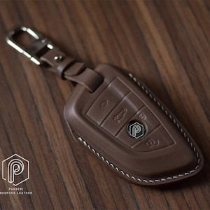 Leather keycase for BMW, X5 X6 leather keycase, Leather Car Key pouch, Gray leather car-key case, personalized leather car accessories