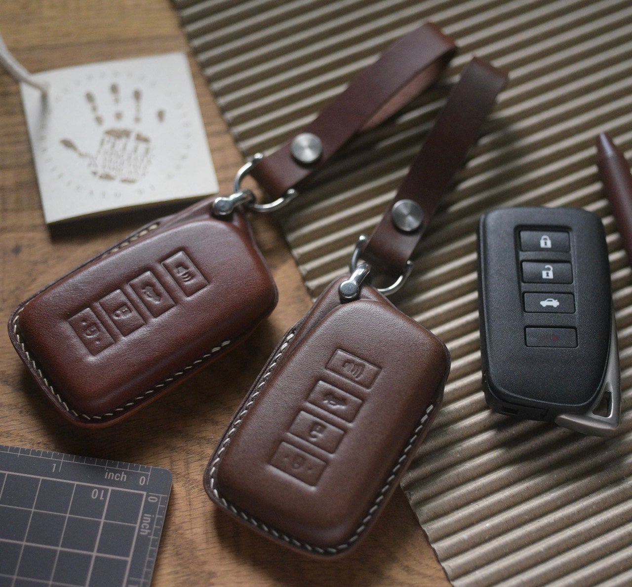 Premium leather key cover for Audi keys incl. keyring hook + leather ,  24,50 €