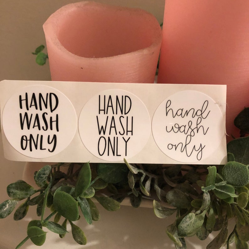 Waterproof Hand Wash Only Drinkware Stickers Instruction Etsy