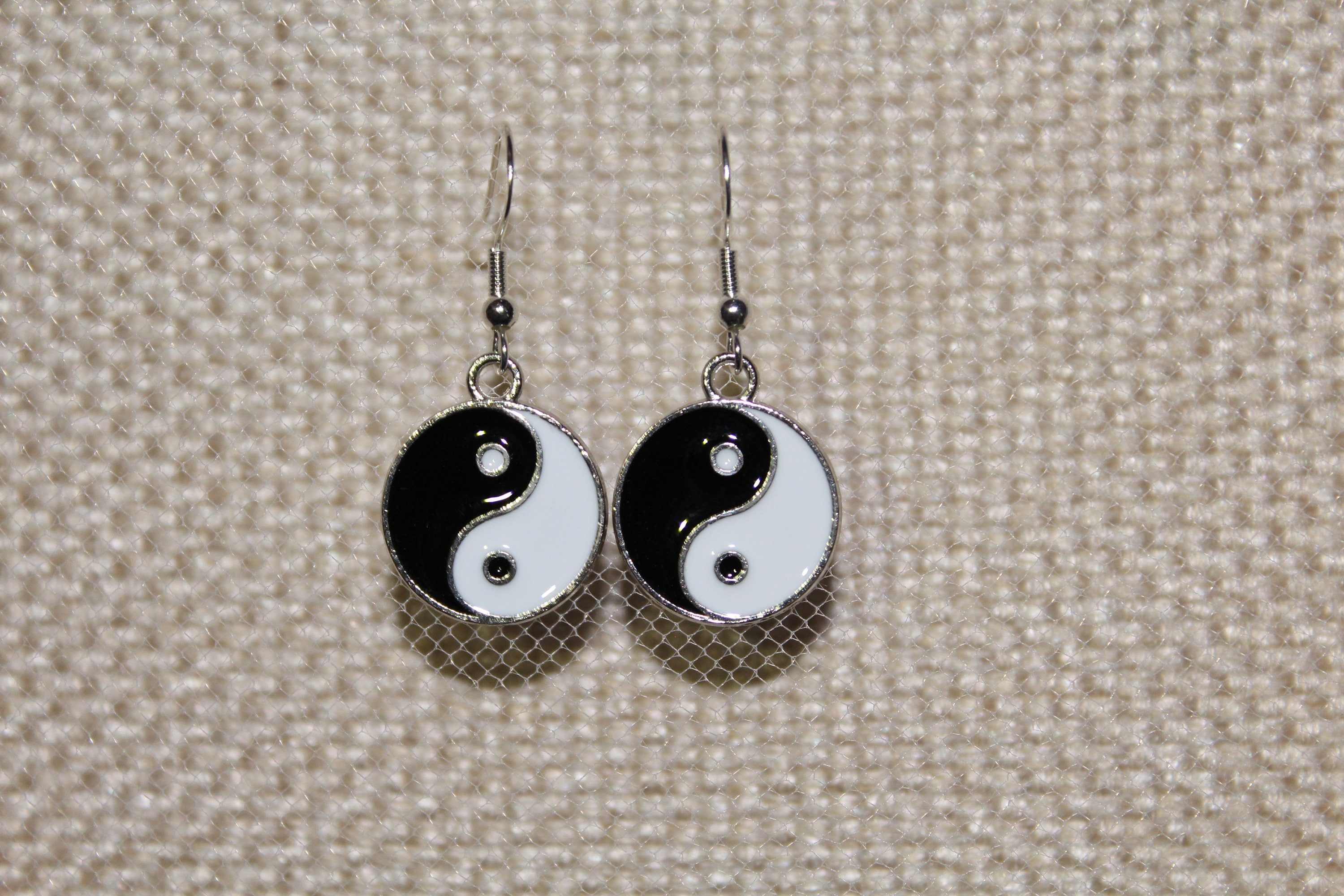 Yin yang gold toned dangle earrings trendy earrings peace Etsy