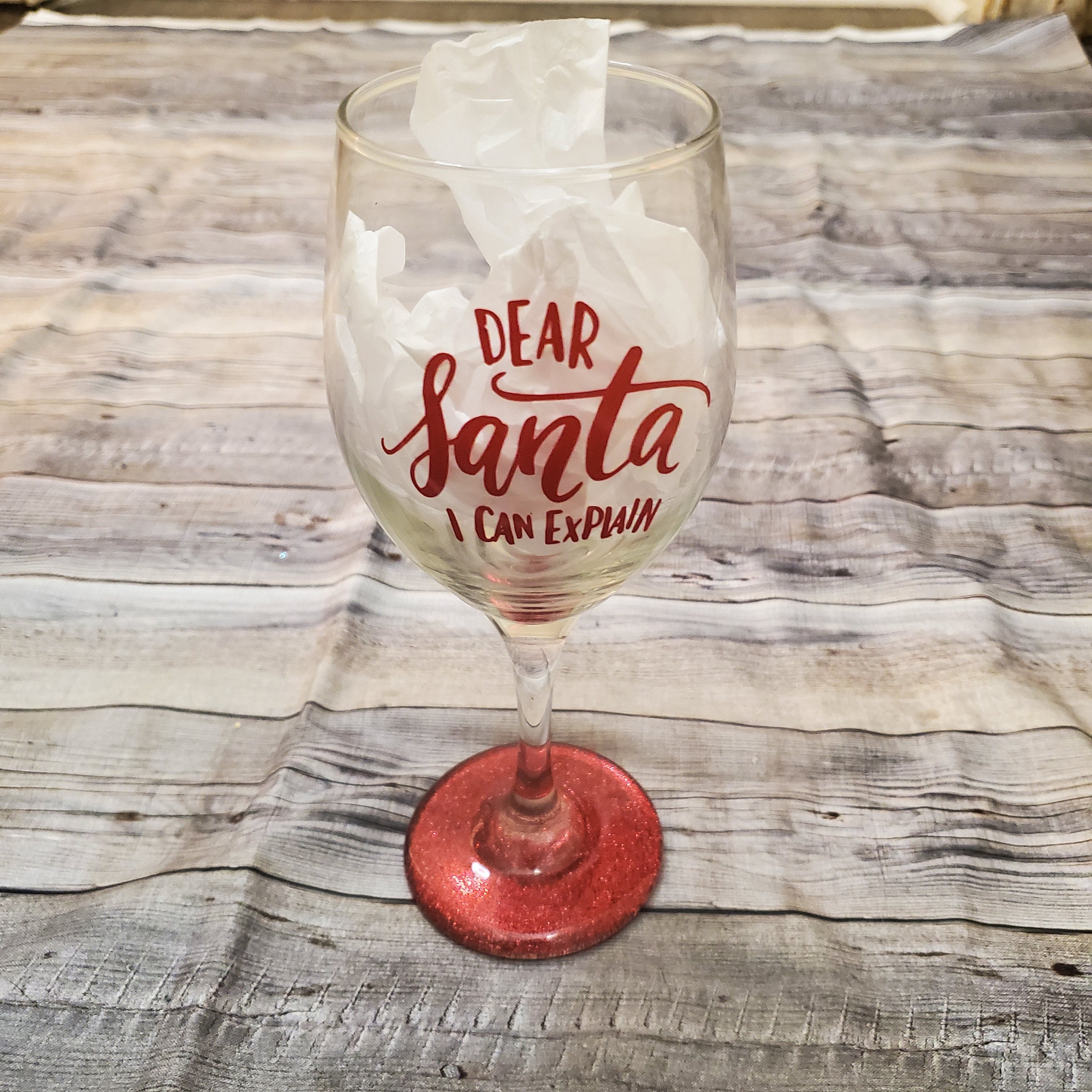 Christmas wine glass And Kitchen Towel Gift Set Holiday Dear Santa