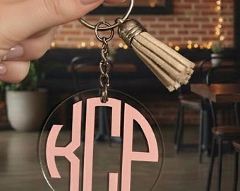 Custom Monogram Acrylic Keychain with tassel