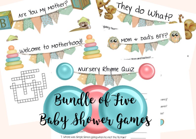Baby Shower Games Baby Games Shower Games Game Bundle Baby Etsy