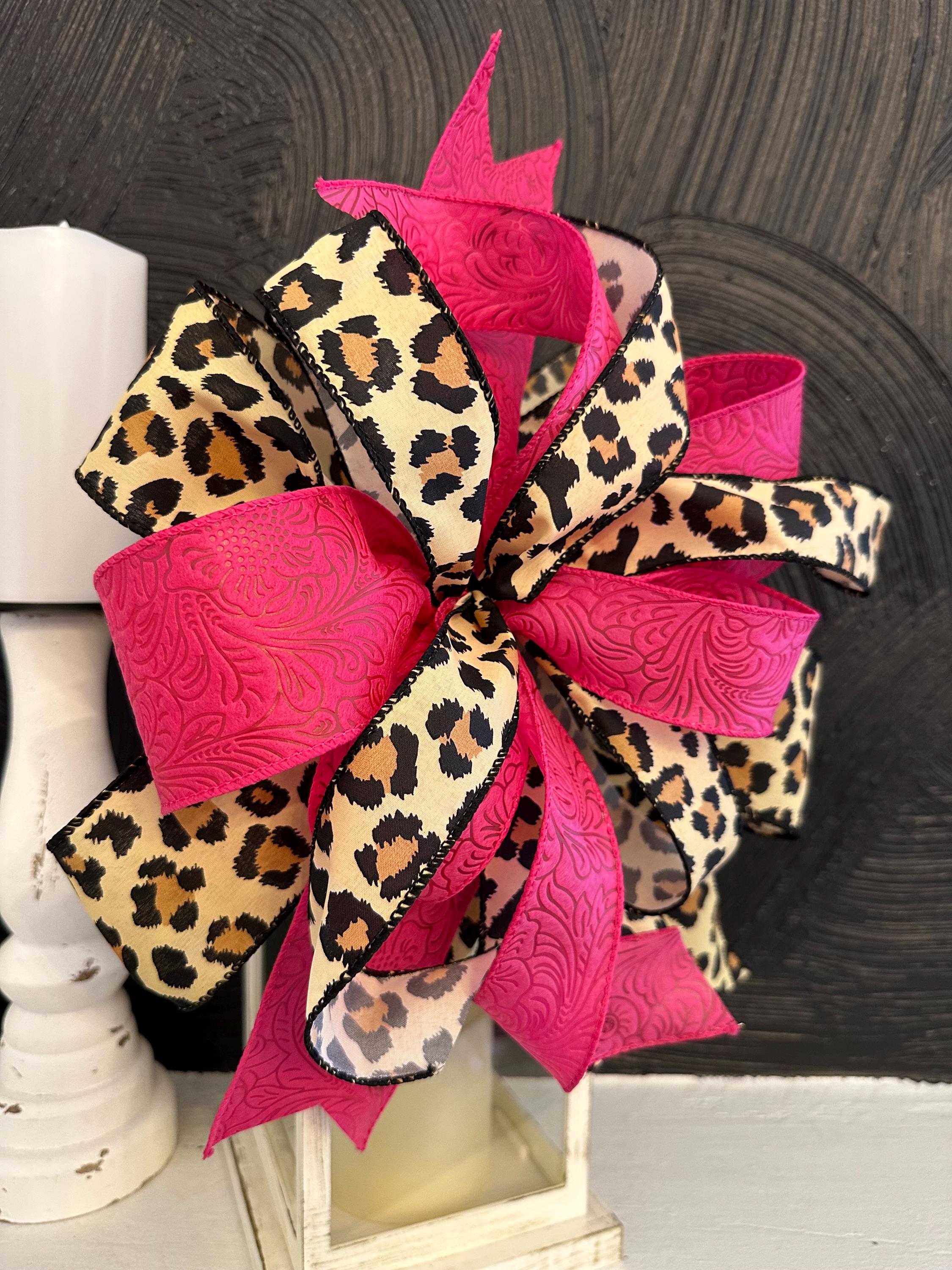 New! The Big Bow “Cheetah” Wired Ribbon Bow Statement Headband ? Handmade Jumbo Bow: Red Velvet & Leopard Print Fabric - Etsy main image 3