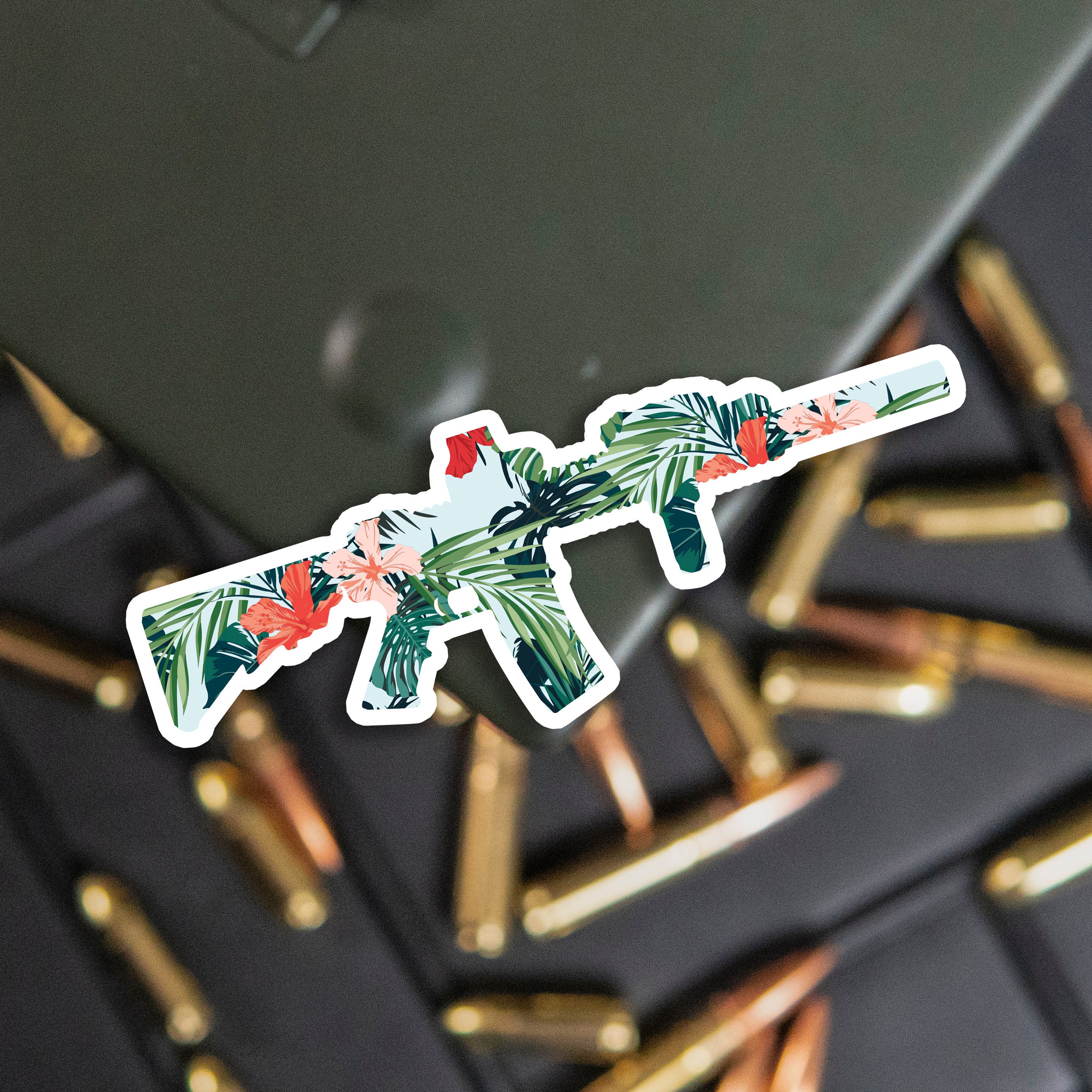 thumbnail image 2 of 3-Pack AR15 Skull Decal Sticker - Glossy Vinyl For Truck Or Gun Case 2 of 5