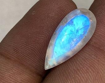 6A Quality..!!Faceted Rainbow Moonstone Very High Grade Pear Shape Natural Blue Flashy Moonstone For Jewelry, Size 9x19mm height 7mm