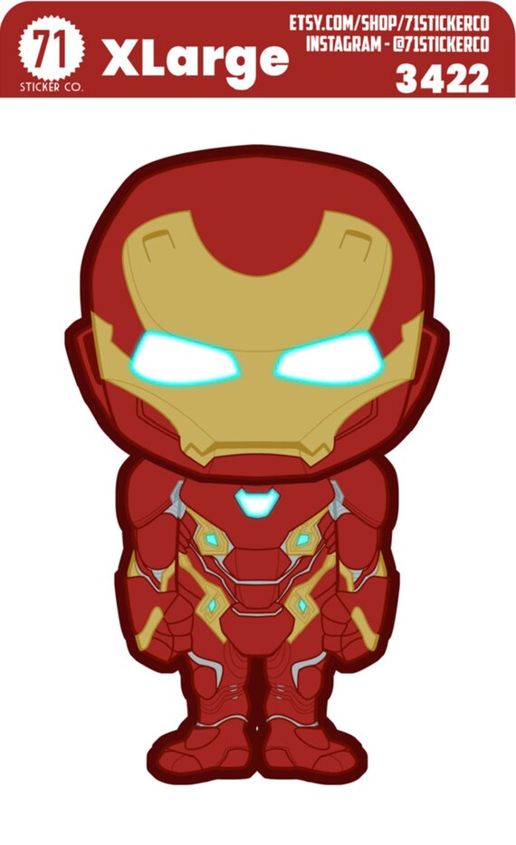 Iron Man Kawaii Large Stickers Etsy