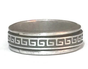 Greek Key Ring Size 9 Plu Mens Spinner Ring Size 9 Vintage Spinner Ring Thumb Ring Size 9 Size 9 Mens Spinner Band Size 9 Women Spinner Ring
