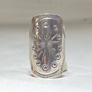 Cigar band ring star southwest knuckle band women sterling silver size 5.50