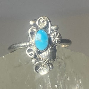 Turquoise ring size 3.50 southwest pinky floral leaves blossom baby children women girls  n