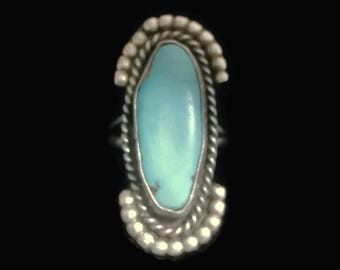 Blue Turquoise Ring Long Turquoise Ring Long Ring Size 11 Woman Navajo Ring Size 11 Woman Southwest Ring BoHo Ring Size 11 Hippy Ring