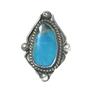 Navajo ring size 6.65 turquoise long Sterling Silver women