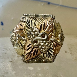 Black Hills Gold Ring Size 11 WJC Sterling Silver Women Men 12K