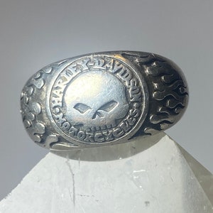 Harley Davidson ring biker band flames sterling silver women men
