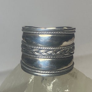 Cigar Band ring woven rope chain biker sterling silver women men size 9.50