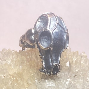 Animal Skull ring biker band sterling silver women men size 11.75
