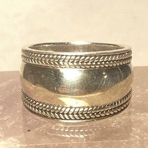Breiter Ring Zigarrenband Sterling Silber Damen Herren Größe 6,75