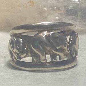 Elephant Ring Elephants Band sterling silver women girls size 6.25