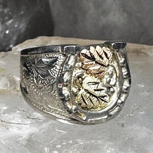 Horseshoe ring Black Hills Gold size 7.50 good luck band sterling silver women girls