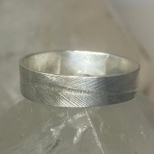Feather ring wedding band Sterling Silver men women